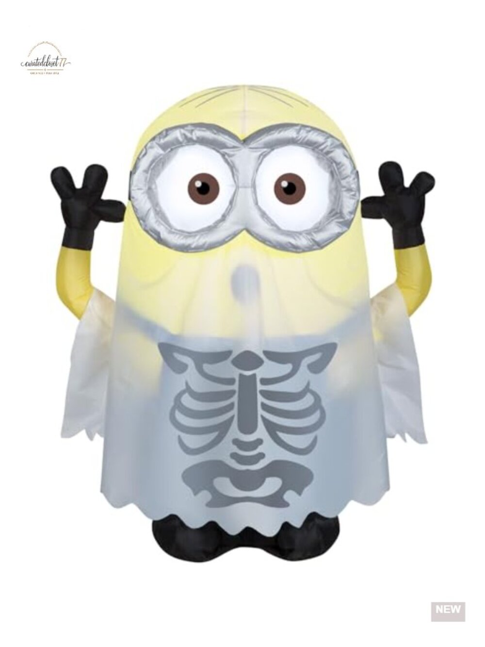 Gemmy Minion Dave Ghost Skeleton Halloween Airblown Inflatable Outdoor Decor LED